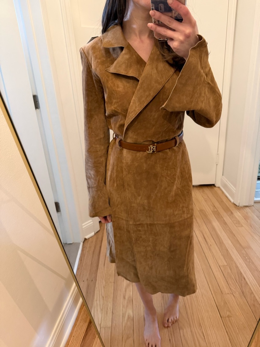 Birou bisou Suede Trench Coat / Dress ( missing cord/ sold without belt) size XS